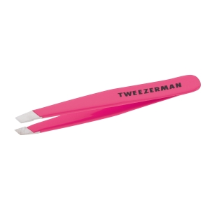 Pretty in Pink Mini Slant Tweezer on white background.