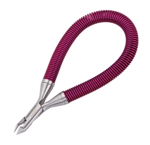 Grip and Snip Cuticle Nipper, stainless steel blades with pink coil loop handle