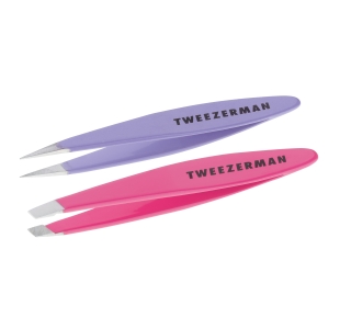 Mini Oval Purple Point Tweezer and Mini Oval Pink Slant Tweezer