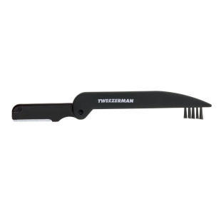 Dual ended Black Precision folding razor and brush