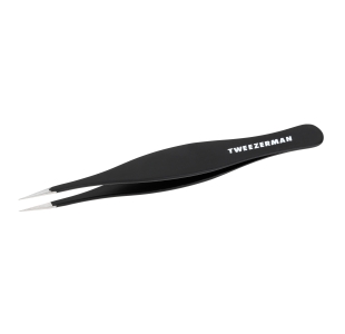 Ingrown Hair Splintertweeze. Black color finish with wide middle body and stainless steel tips