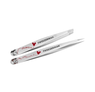 Stainless steel petite set with red writing with Mickey and Minnie Mouse