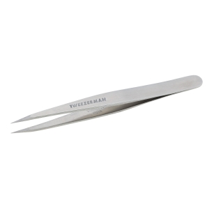 Classic Stainless Steel Point Tweezer, full body stainless steel with Tweezerman logo